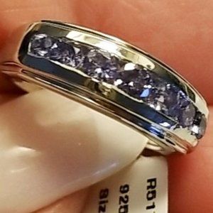 AAA Grade Tanzanite Ring-.925 SS & Rhodium Overlay